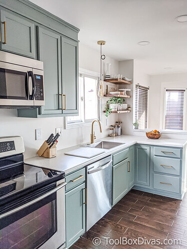 Kitchen-Renovation-budget-friendly-using-in-stock-cabinets-Home-Depot-@ToolboxDivas-Green-cabinets-ProjectColor-App-105-of-106